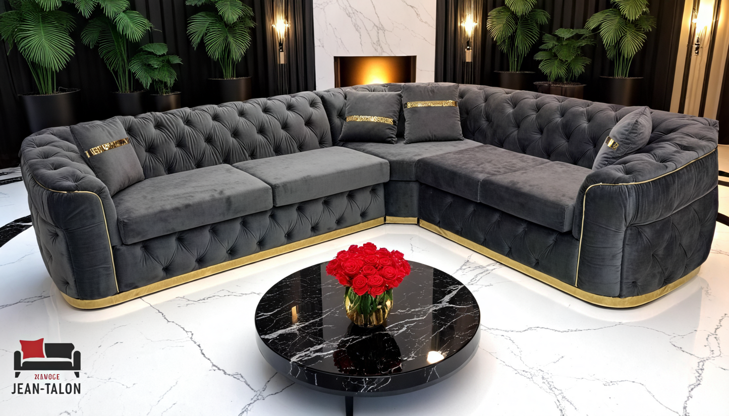 DreamVelvet™ Luxurious Beige Velvet Sectional – 6198