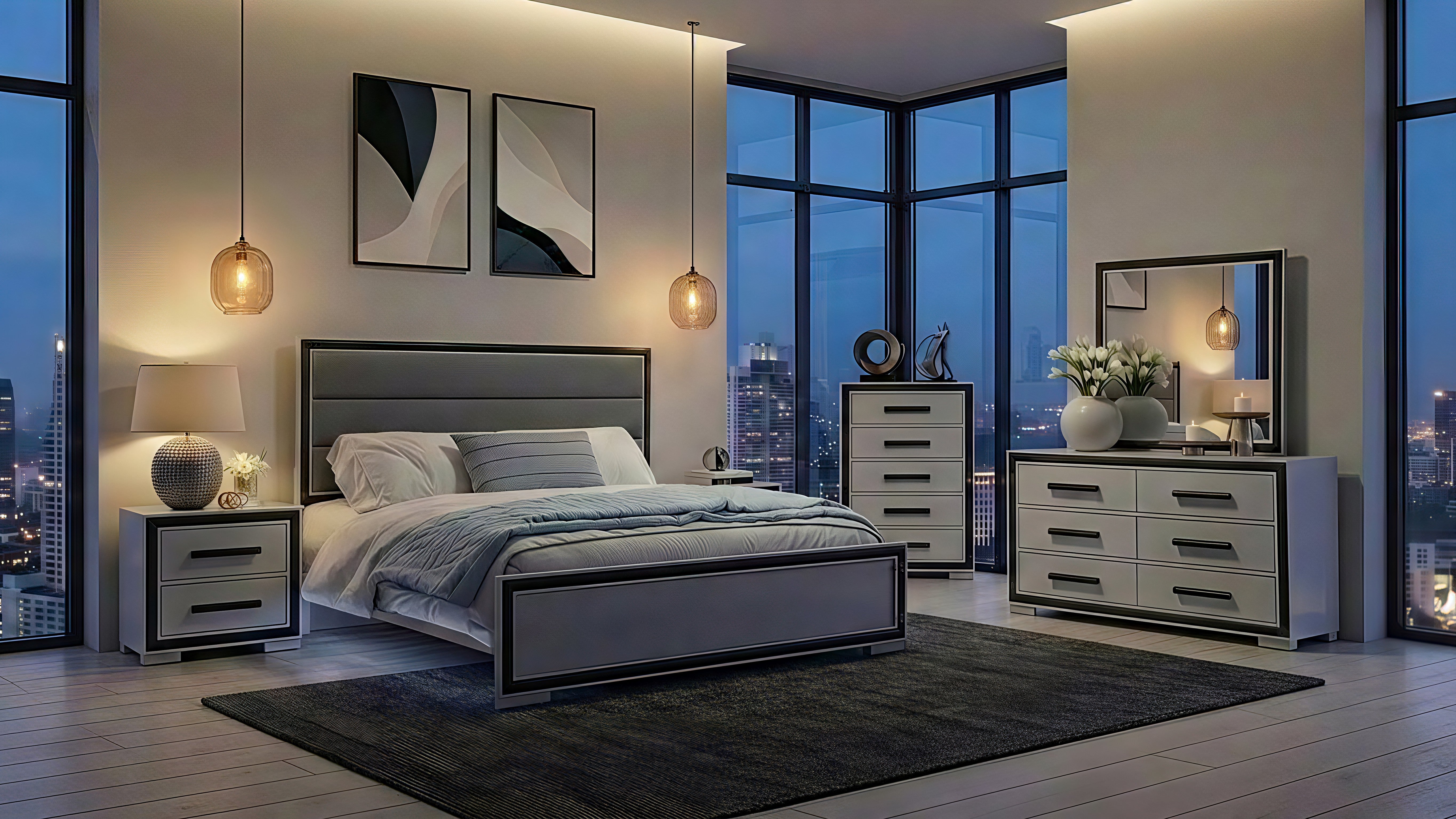 AMELIA-BLACK™ – 6-PIECE BEDROOM SET
