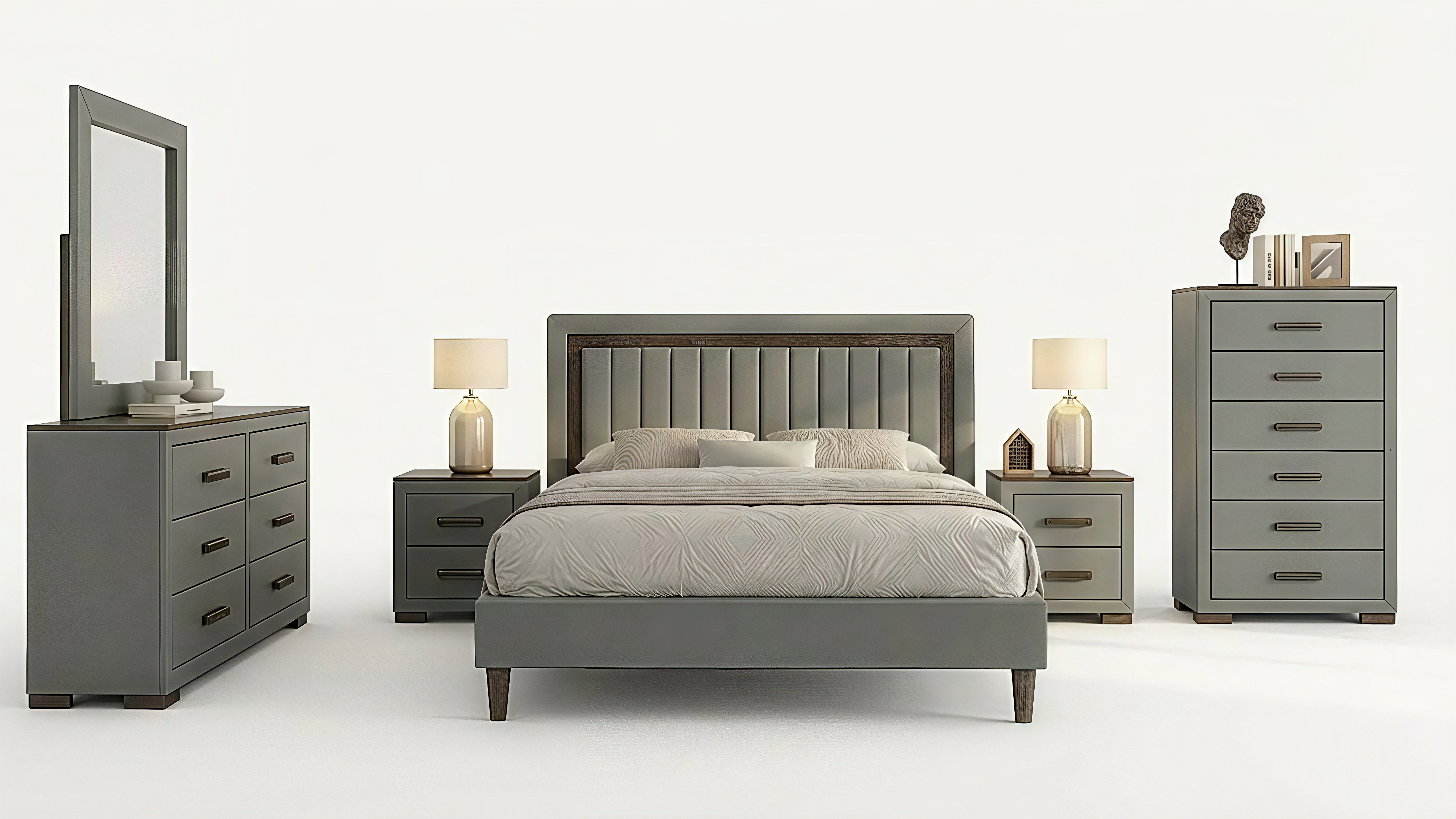SKY GREY™ – 6-PIECE BEDROOM SET – IF-180