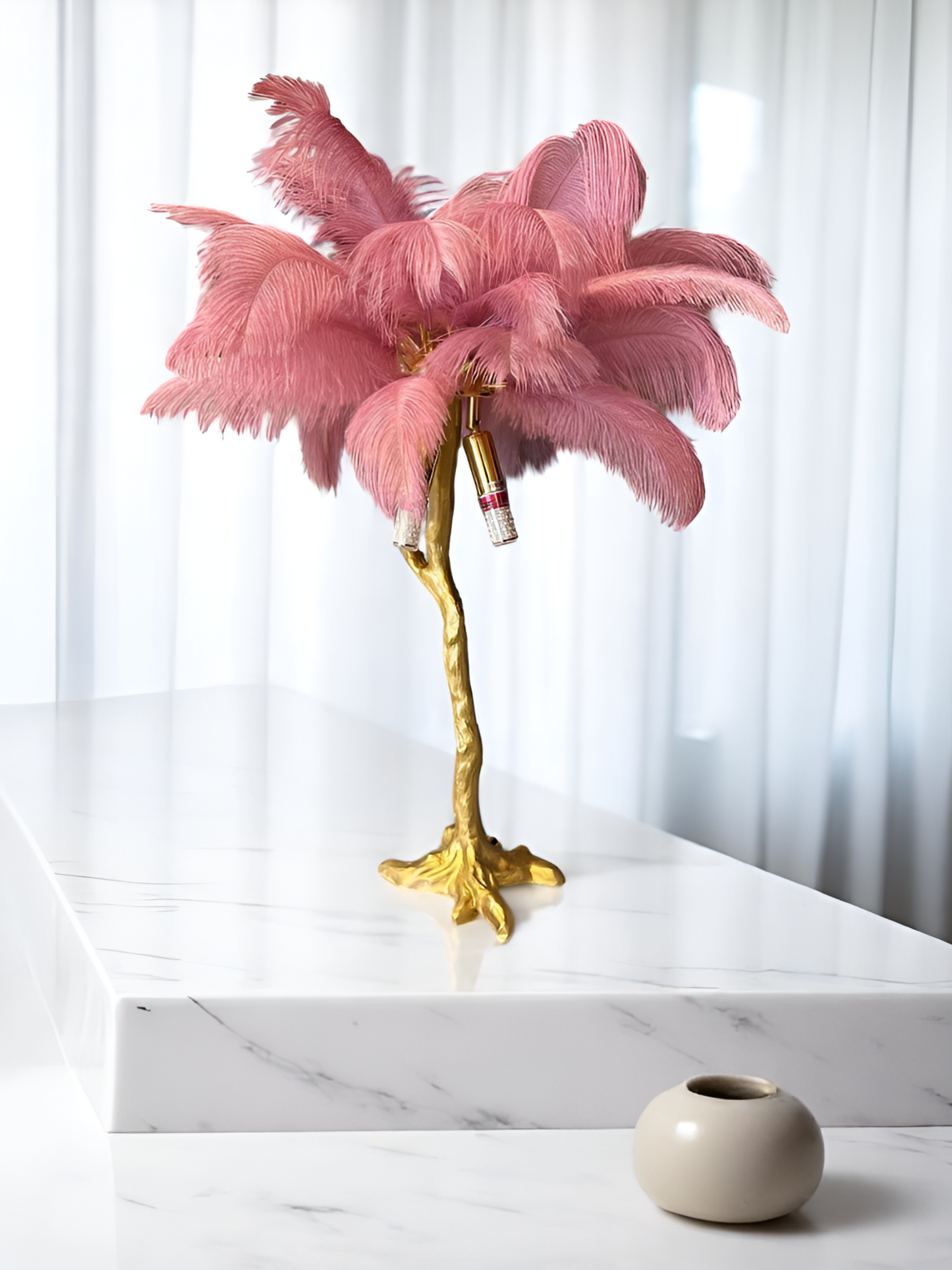 Golden Palm Feather Table Lamp