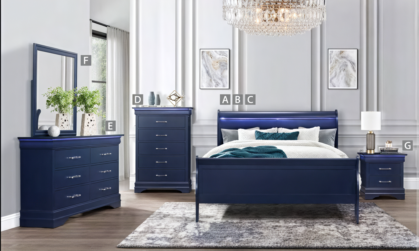 6-Pieces Hazel 'Charlie Blue' Bedroom set