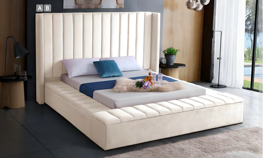 Velvet Fabric Storage Wing Bed IF-5723