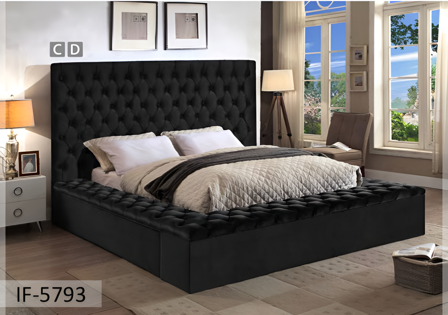 Velvet Fabric Storage Bed IF-5792