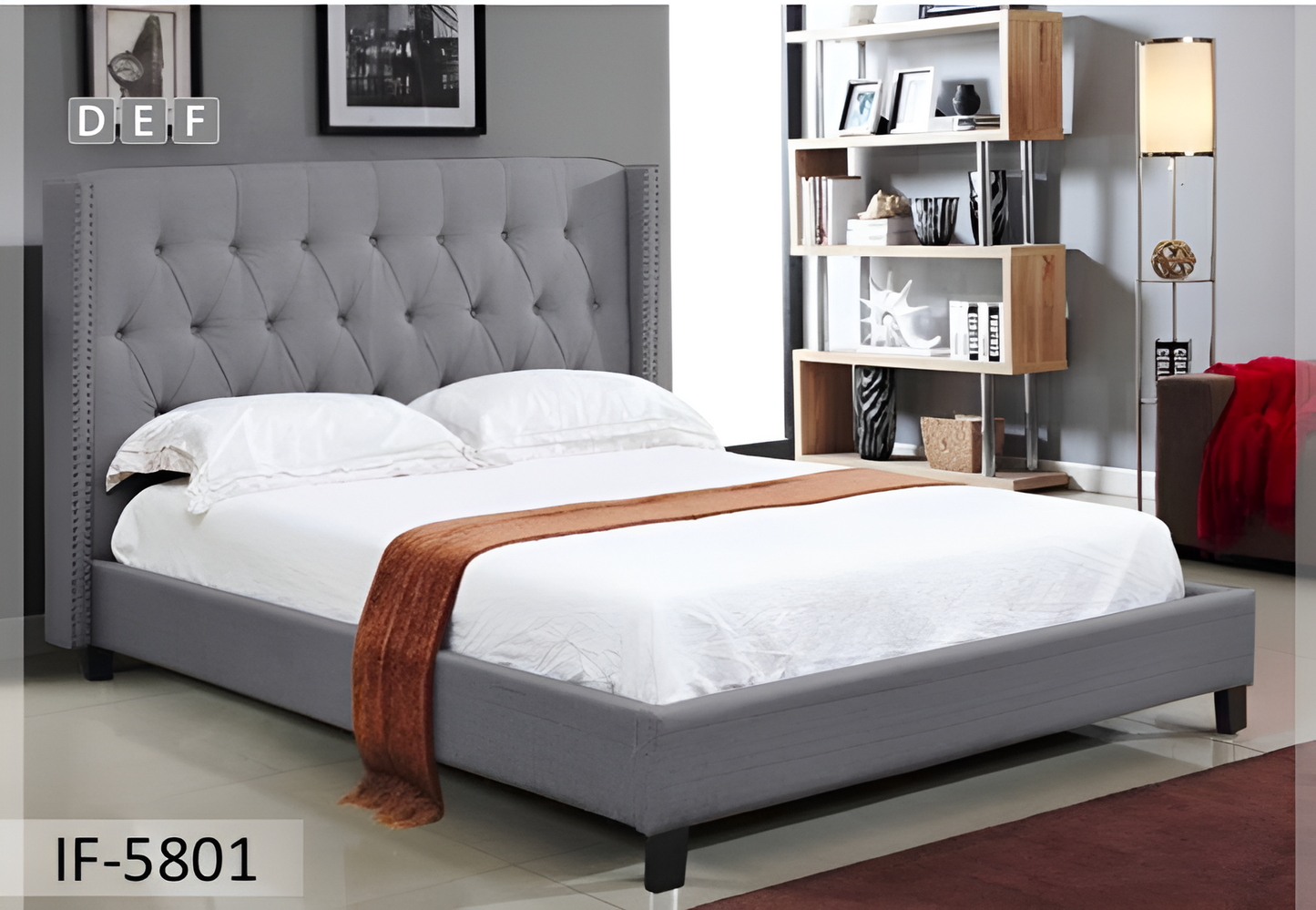 Fabric Bed with Nailhead Trim – IF-5800