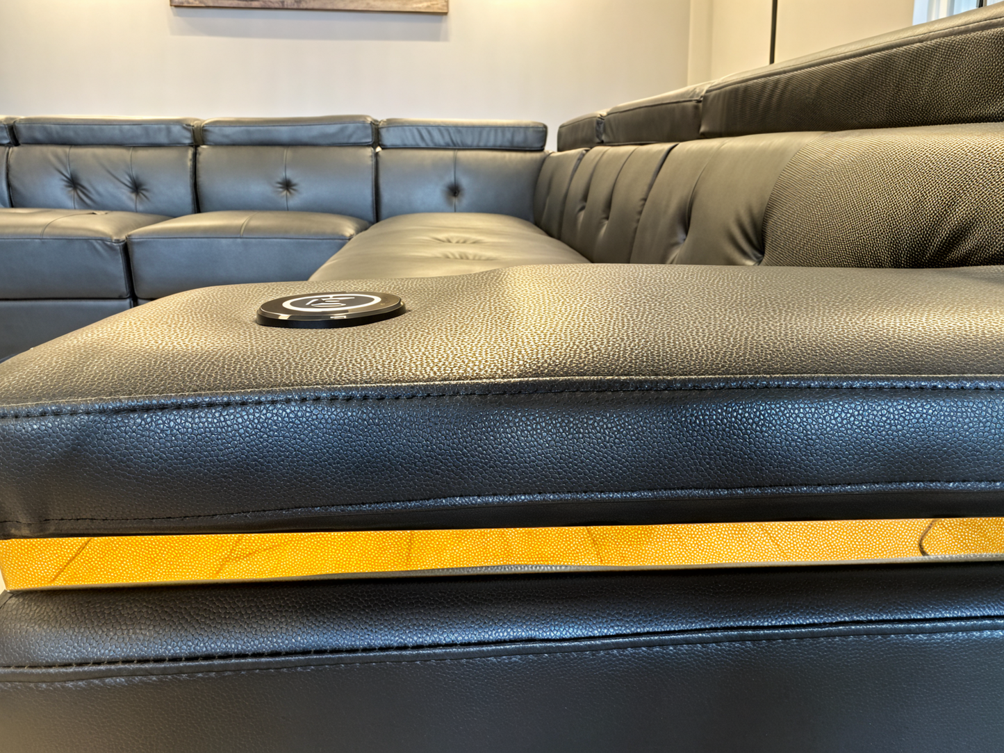 EleganceLounger™ Premium Leather Power‑Headrest Sectional – 6274