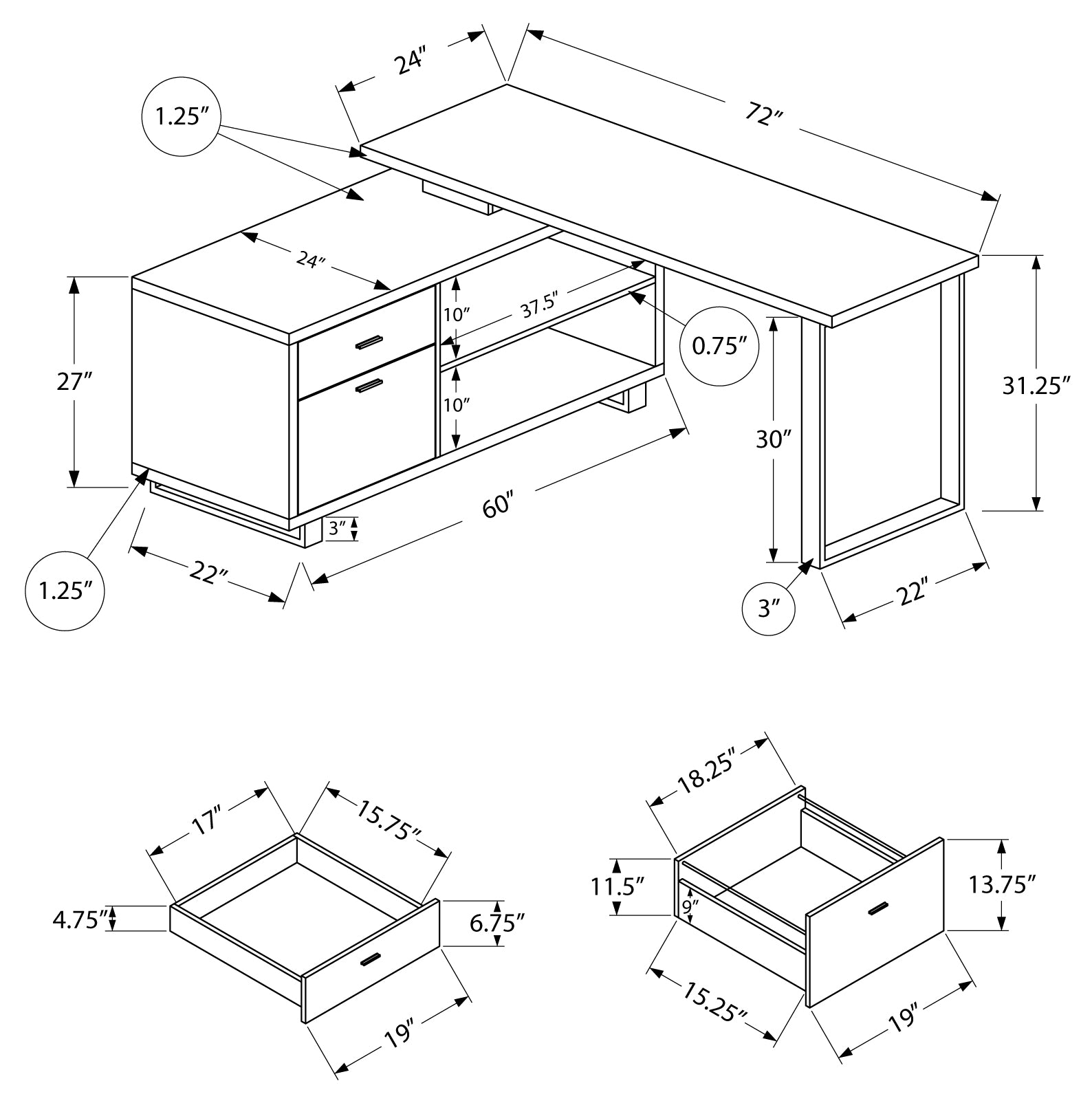 STRAVON EXEC™ – L-SHAPED EXECUTIVE DESK – I 7710