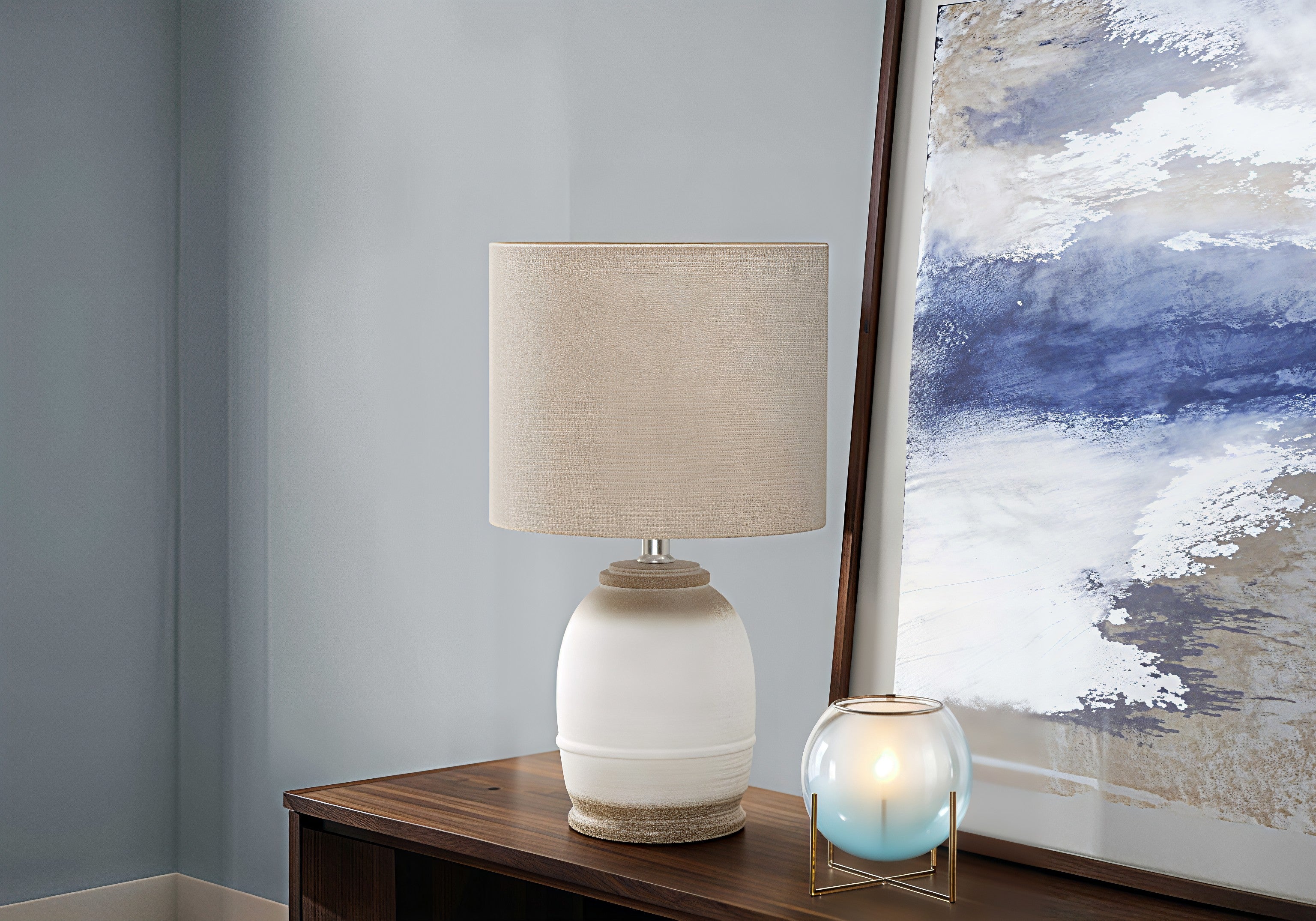 CALDERA SAND™ – CONTEMPORARY CREAM RESIN TABLE LAMP – I 9765