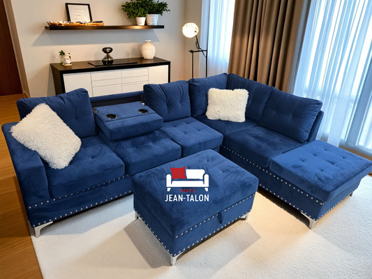 VelvetGlow™ Luxe Storage Sectional Sofa Set – 6245