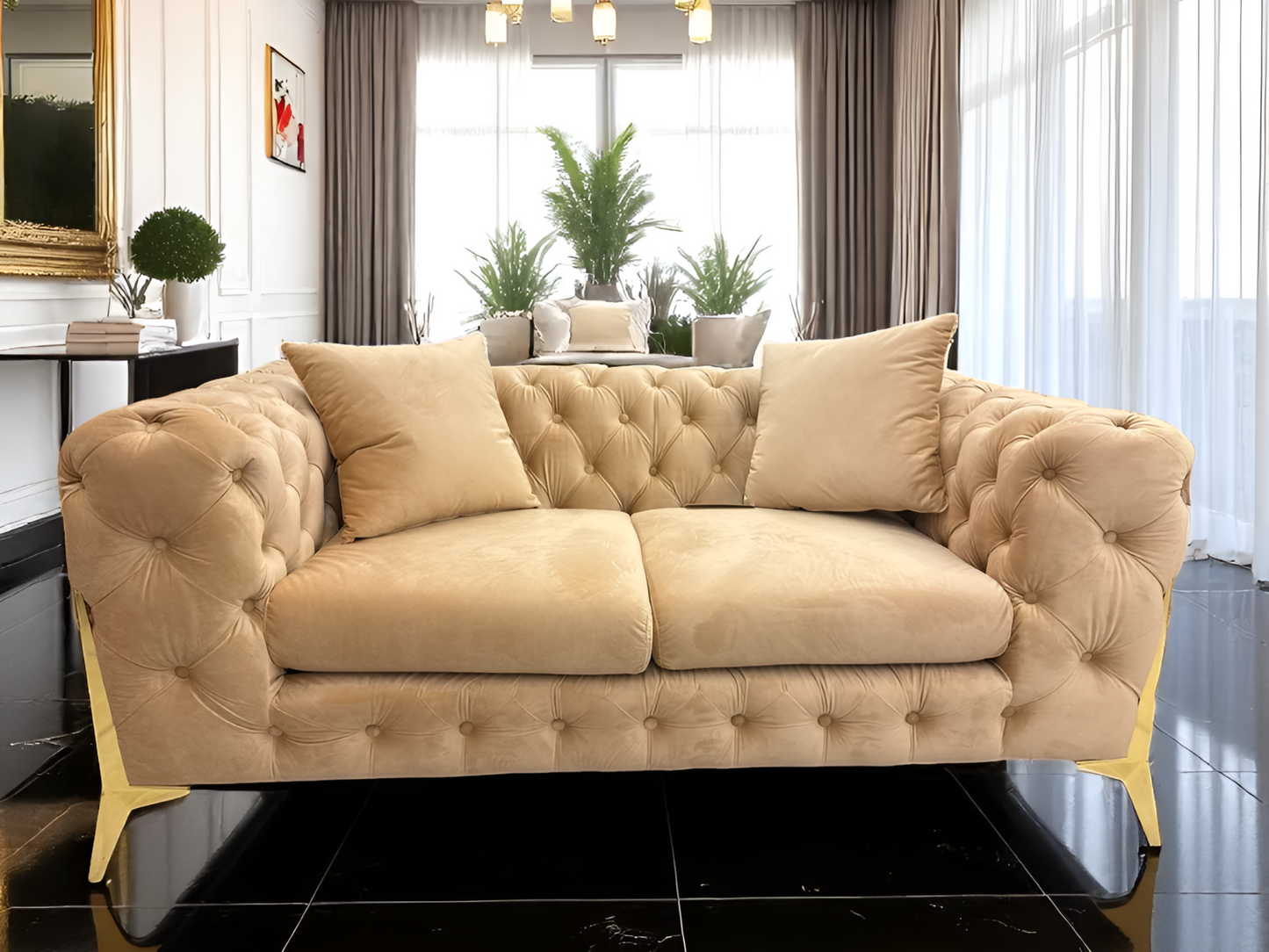 Collection de canapés capitonnés en velours RolaCurve™ 3 pièces – 6090