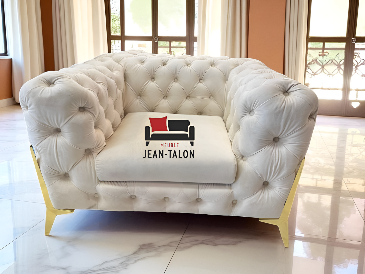 Collection de canapés capitonnés en velours RolaCurve™ 3 pièces – 6090