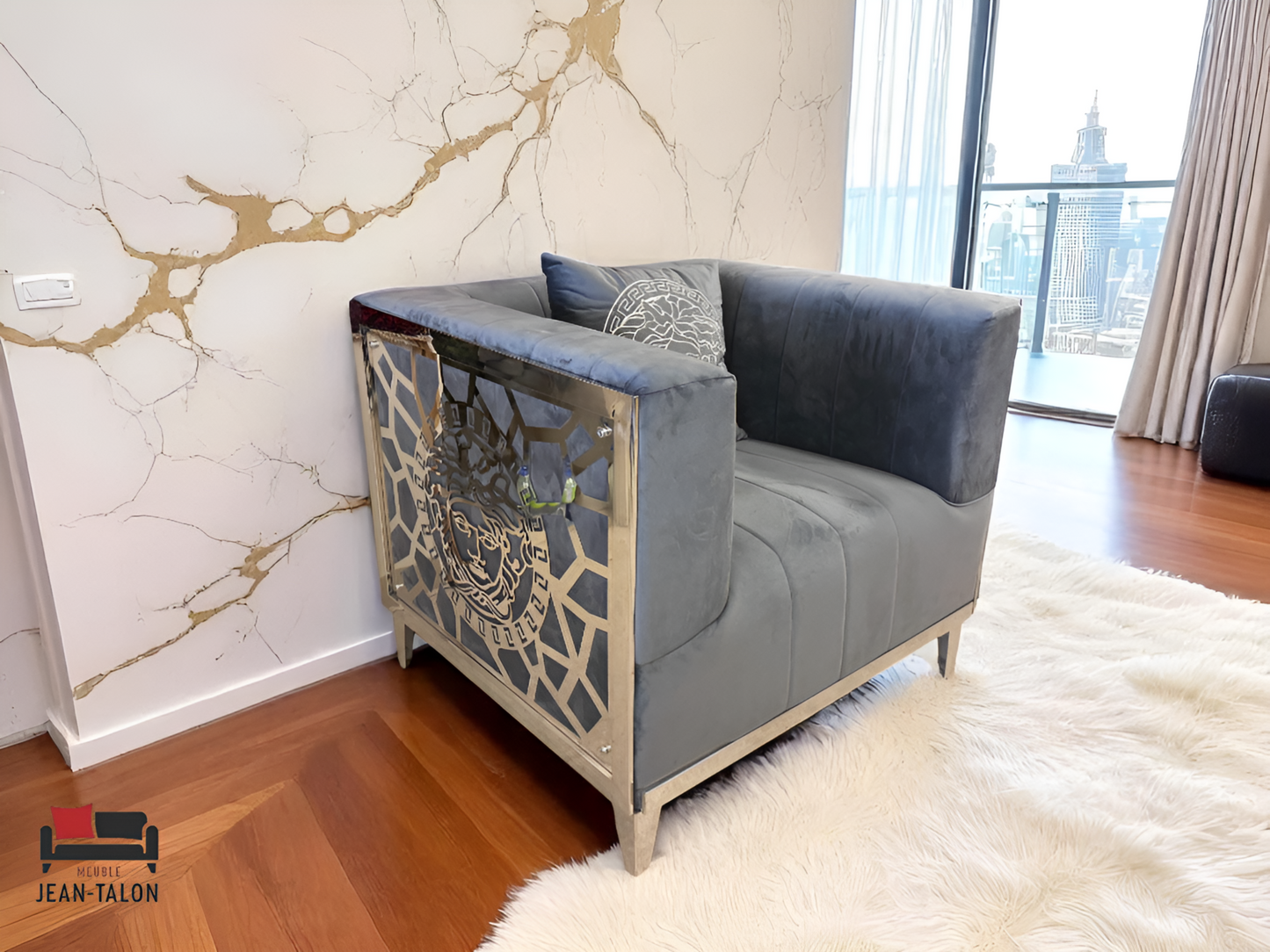 Ensemble de canapés en velours VersaceSilver™ – 6216