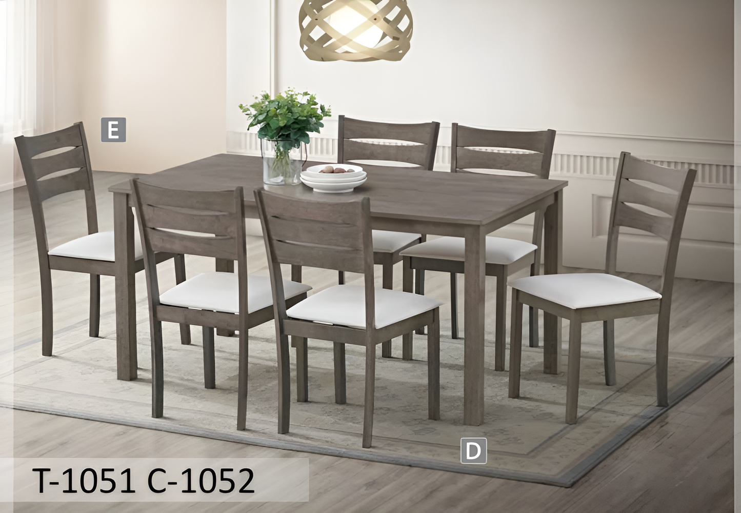 Ensemble de salle à manger gris antique avec dossier en échelle – Modèle T-1051