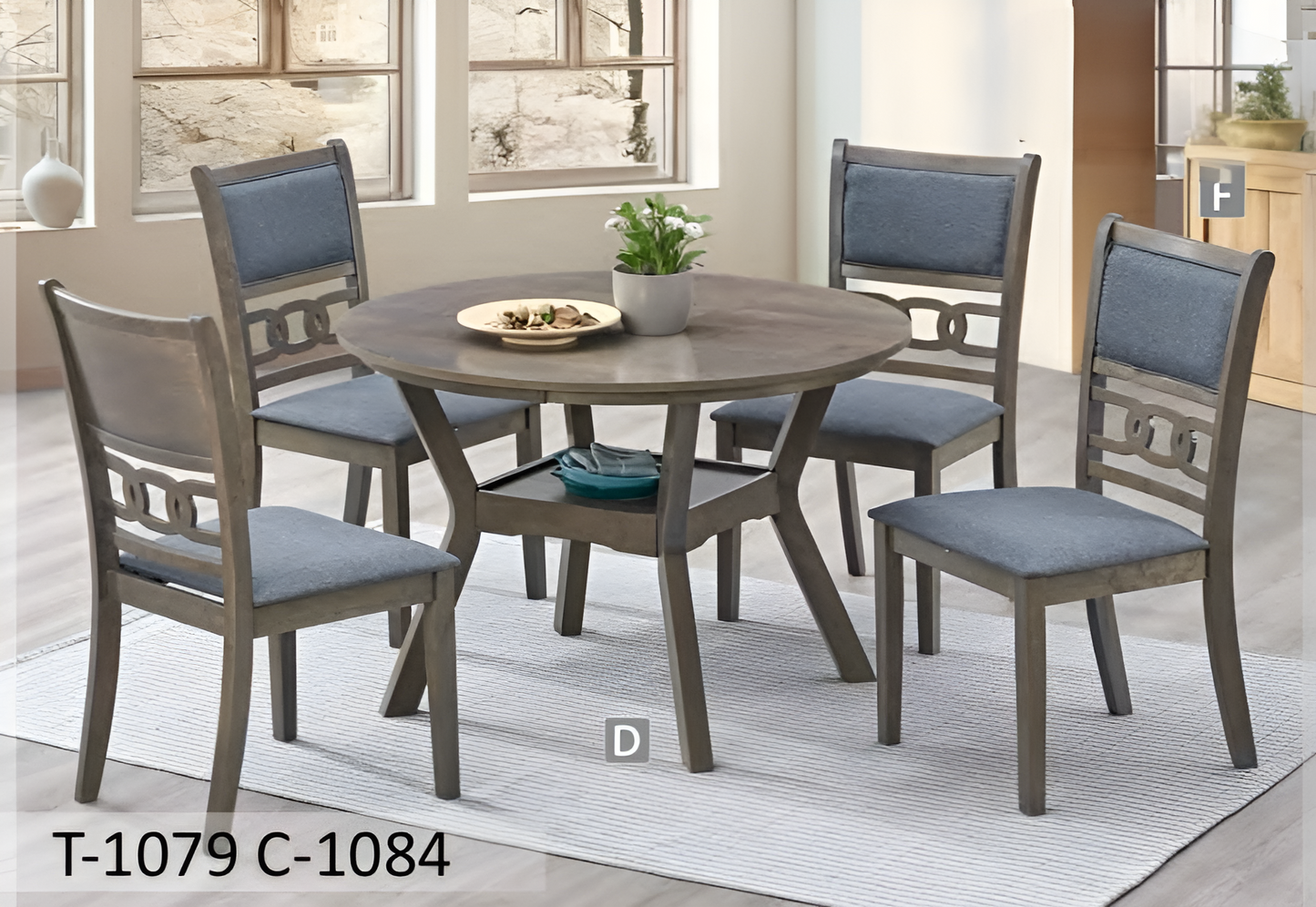 Round Antique Grey Dining Set – Model T-1079