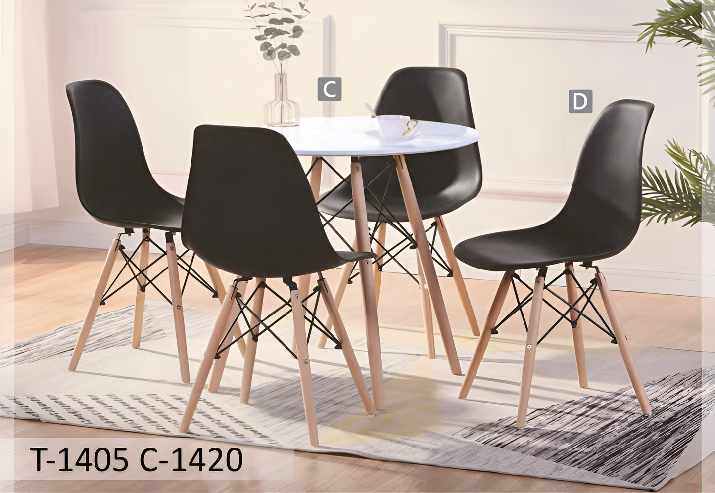 Modern Eiffel Round Dining Set – Model T-1405