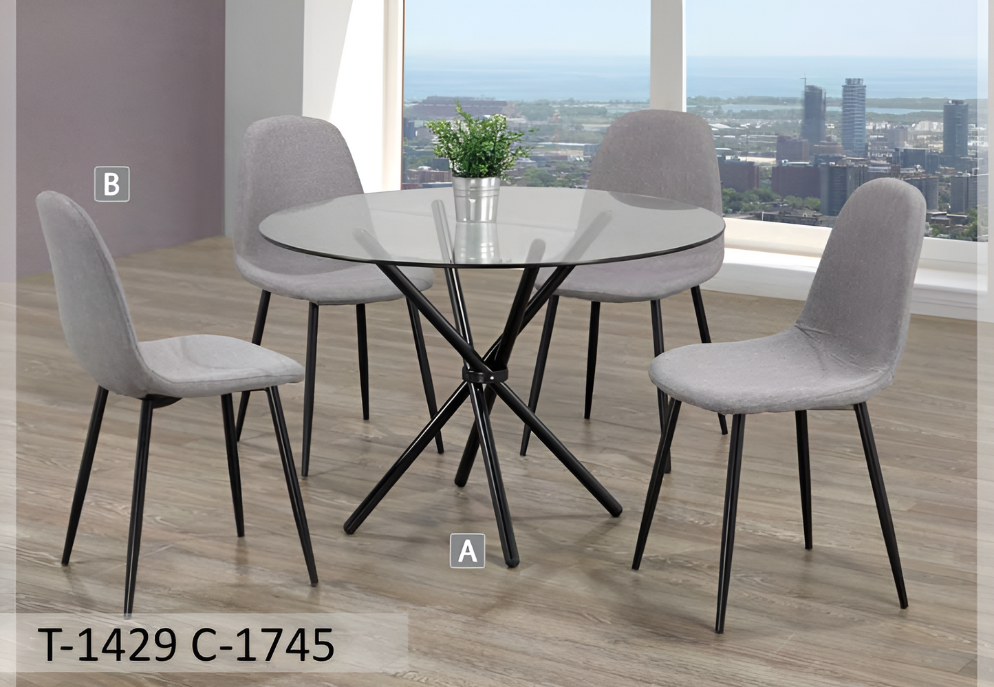 Ensemble de salle à manger moderne en verre transparent – Modèle T-1429