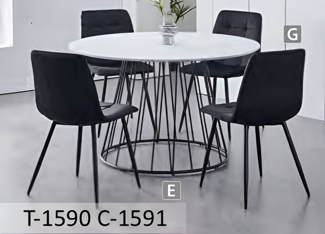 Ensemble de salle à manger rond en marbre – Modèle T-1590
