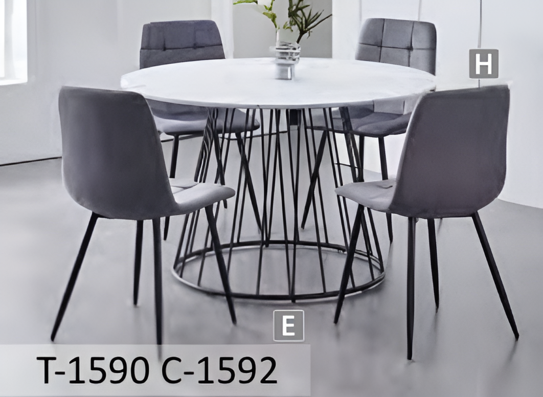 Ensemble de salle à manger rond en marbre – Modèle T-1590