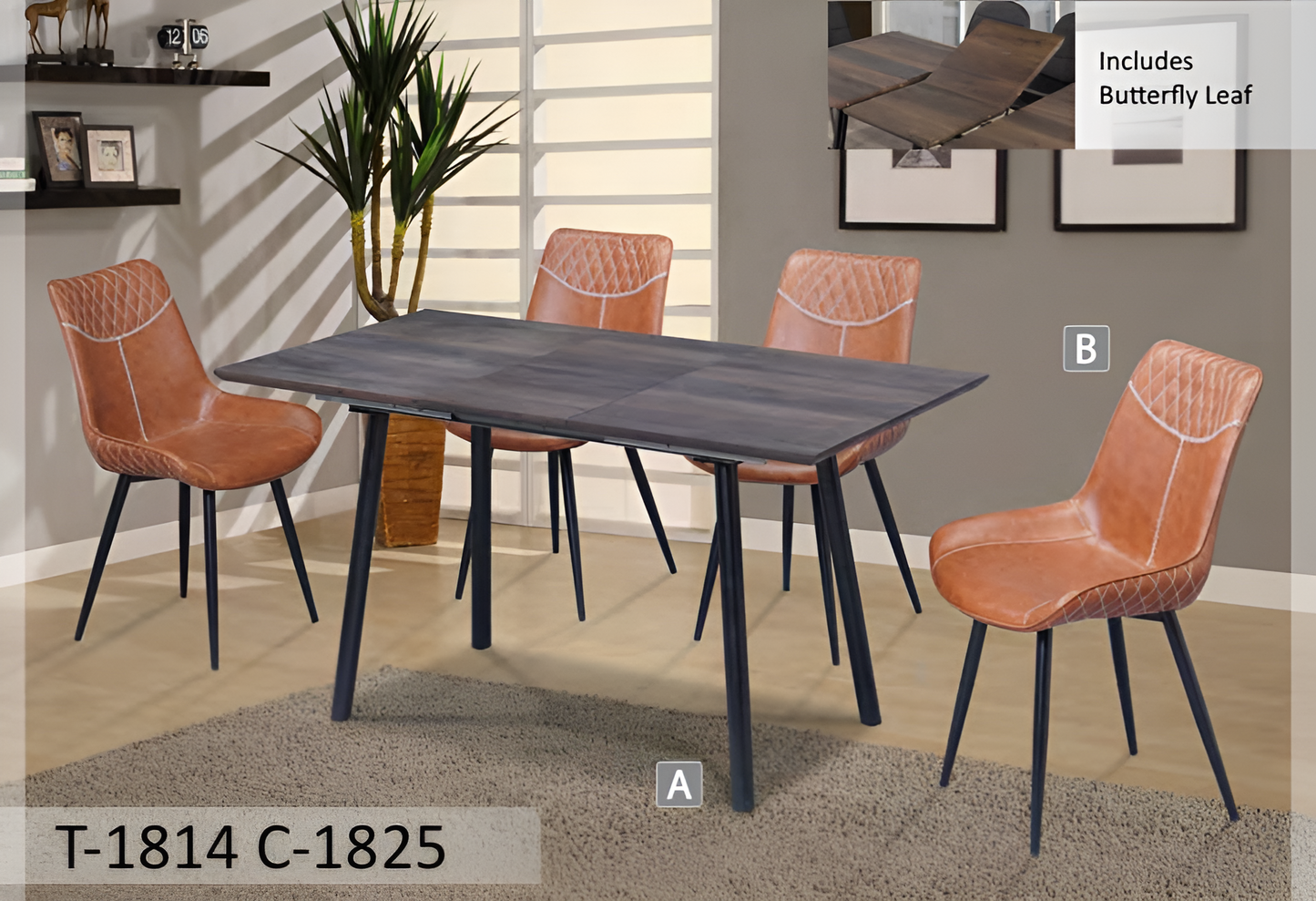 Ensemble de salle à manger extensible industriel – Modèle T-1813