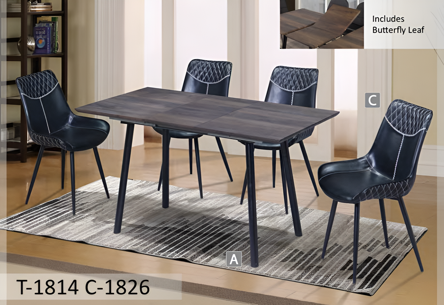 Ensemble de salle à manger extensible industriel – Modèle T-1813