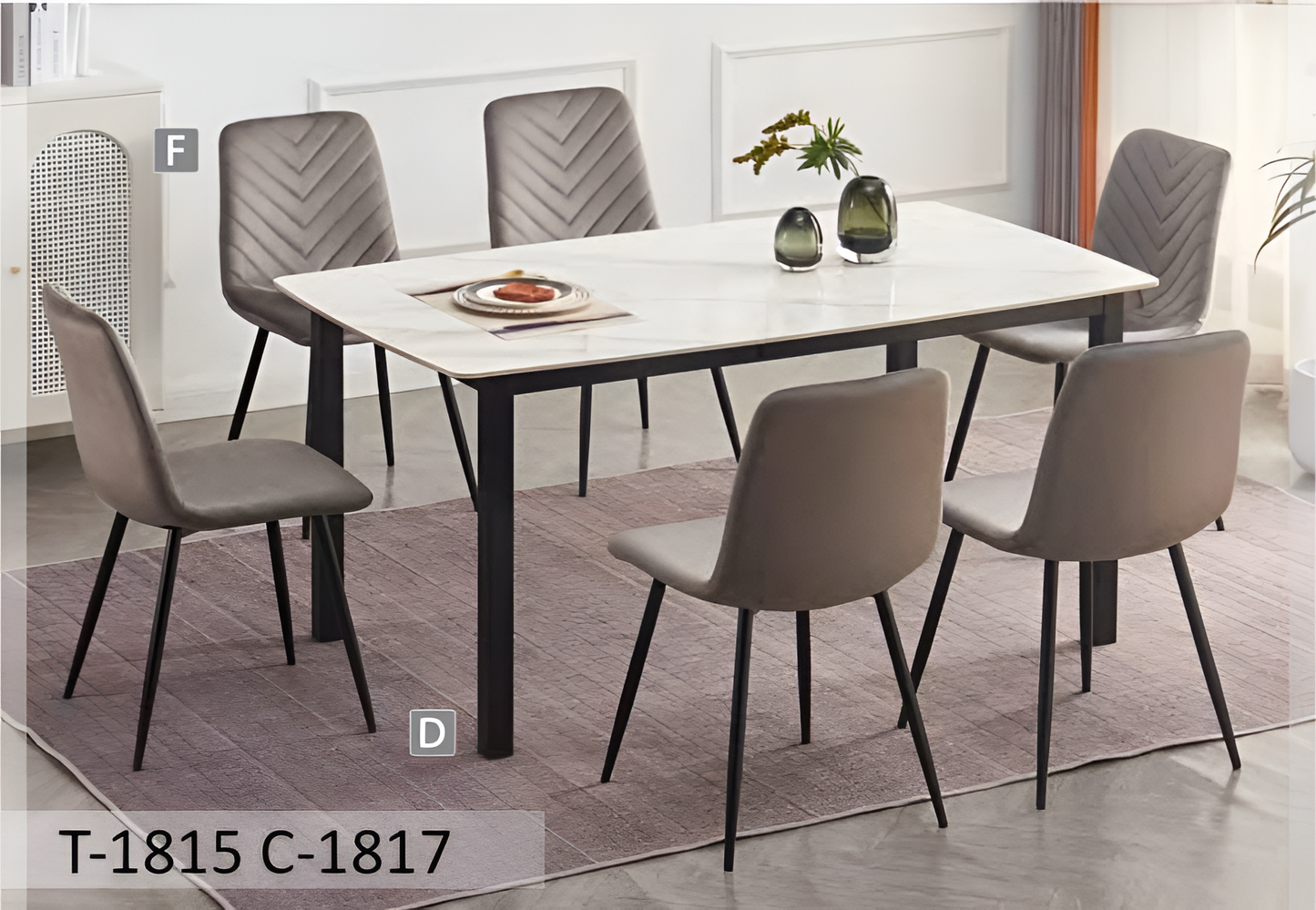 Ensemble de salle à manger moderne avec plateau en marbre fritté - Modèle T-1815