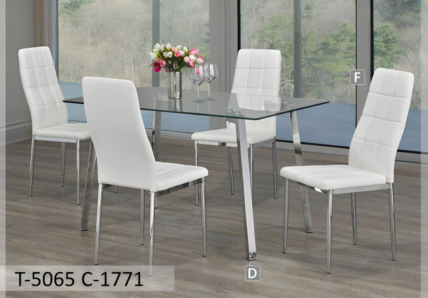Ensemble de salle à manger moderne en verre transparent – Modèle T-5065