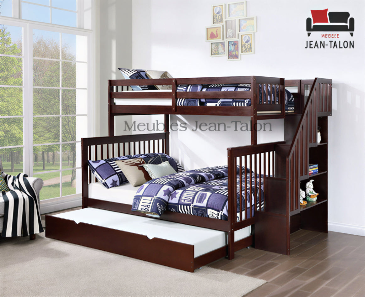 ASCENT STEPS™ – SINGLE OVER DOUBLE STAIRCASE BUNK BED – B-1850