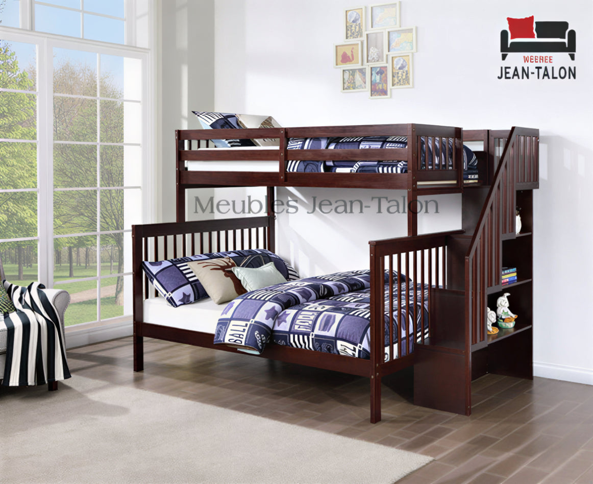 ASCENT STEPS™ – SINGLE OVER DOUBLE STAIRCASE BUNK BED – B-1850