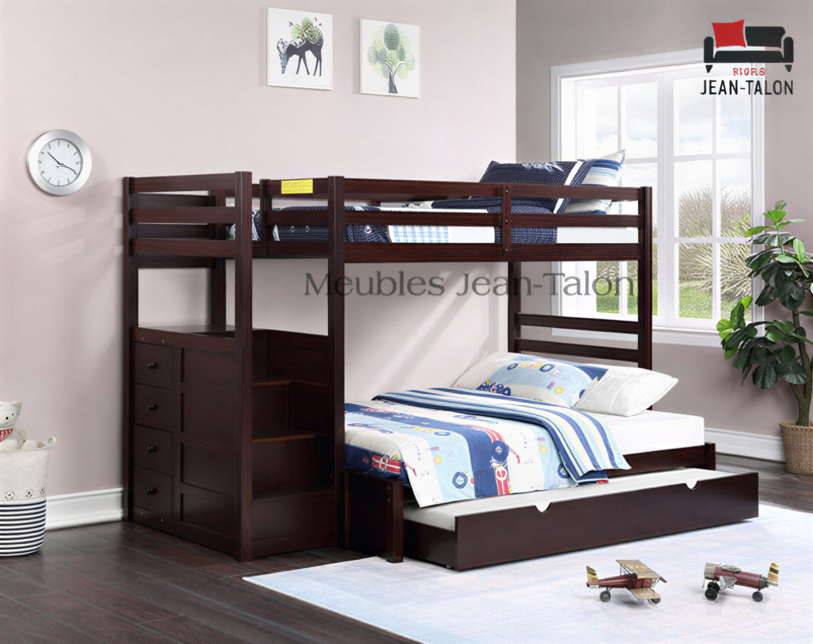 SUMMIT LANE™ – SINGLE OVER DOUBLE STAIRCASE BUNK BED – B-1890-EK