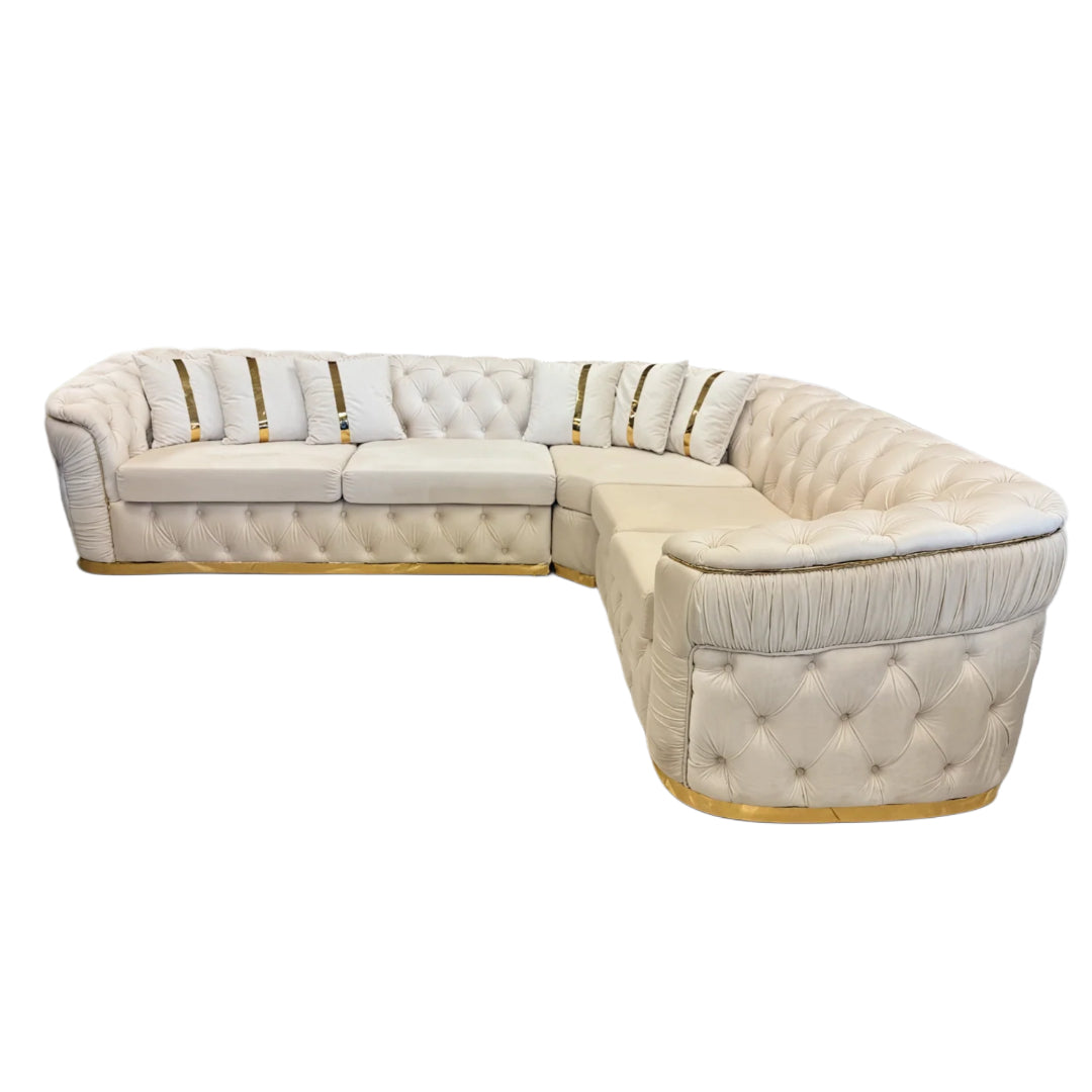 DreamVelvet™ Luxurious Beige Velvet Sectional – 6198