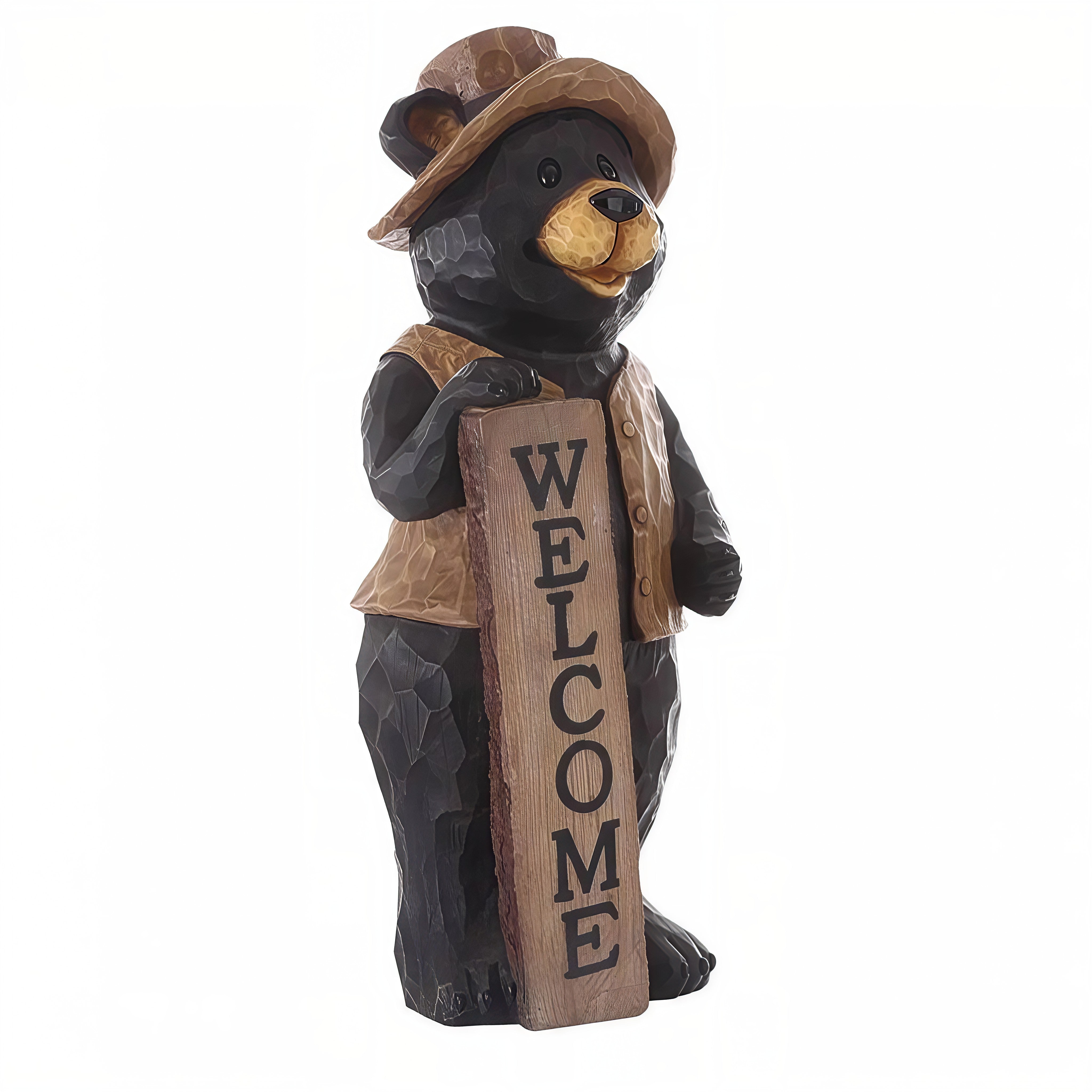 BEAR STANDING™ – WELCOME SIGN GARDEN STATUE – 75619-A