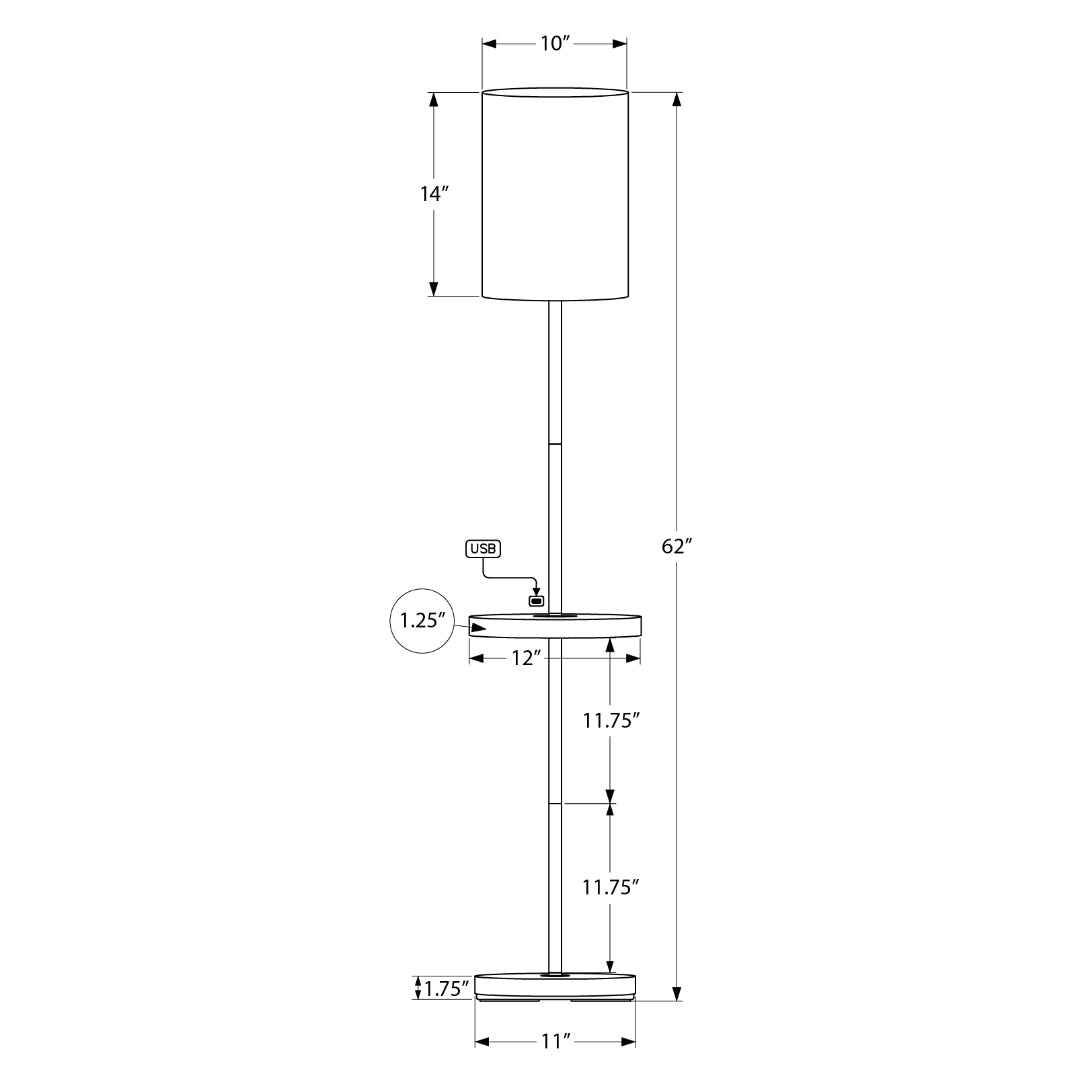 MODENA VAULT™ – FLOOR LAMP WITH MARBLE-LOOK SHELF & USB – I 9692