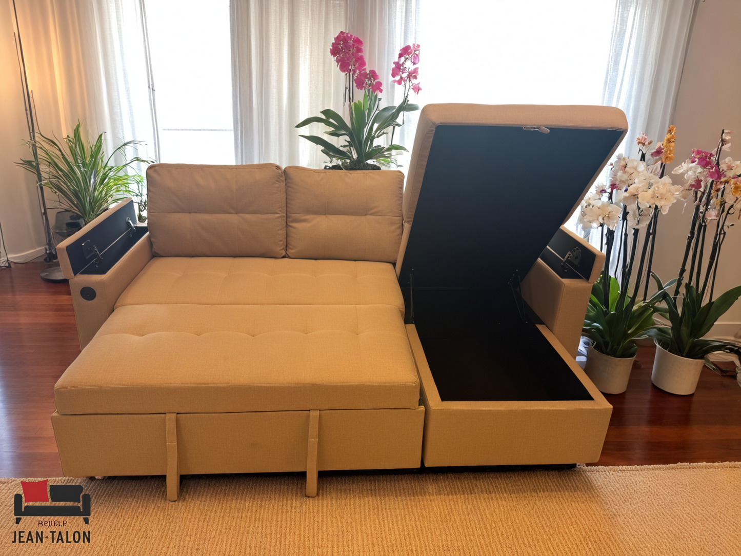 Canapé-lit modulaire en tissu FlexiDream™ – 6142