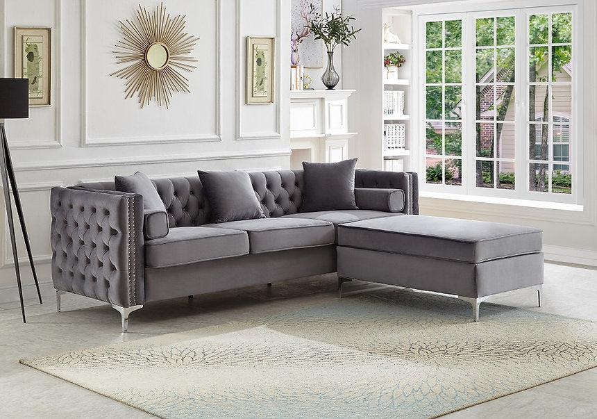 LUXOR VELVET™ – REVERSIBLE SECTIONAL + OTTOMAN – IF-9282