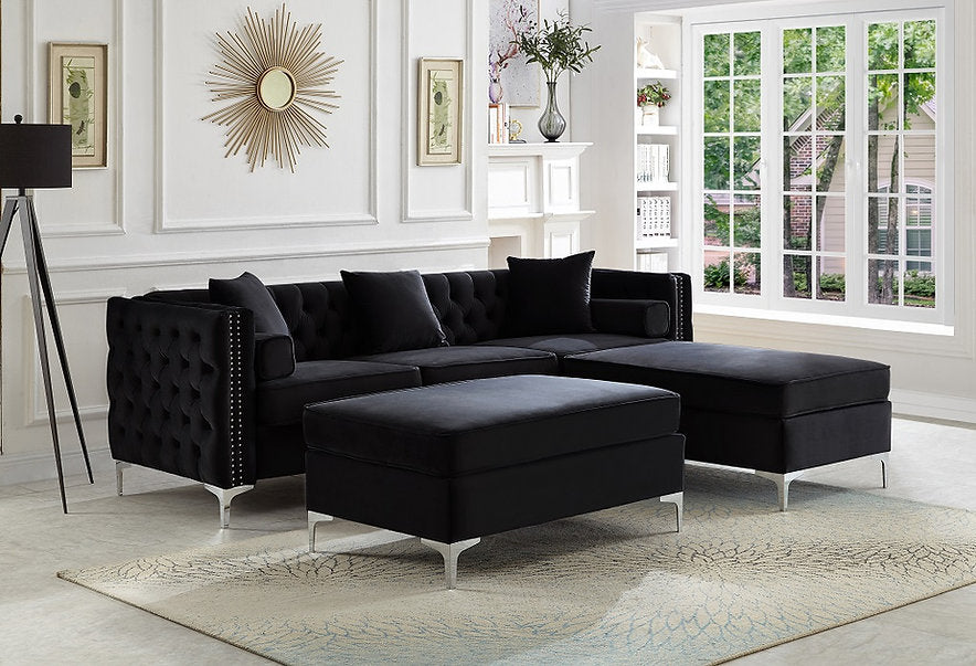 LUXOR VELVET™ – REVERSIBLE SECTIONAL + OTTOMAN – IF-9282