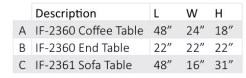 Ensemble de 3 tables basses – IF-2360