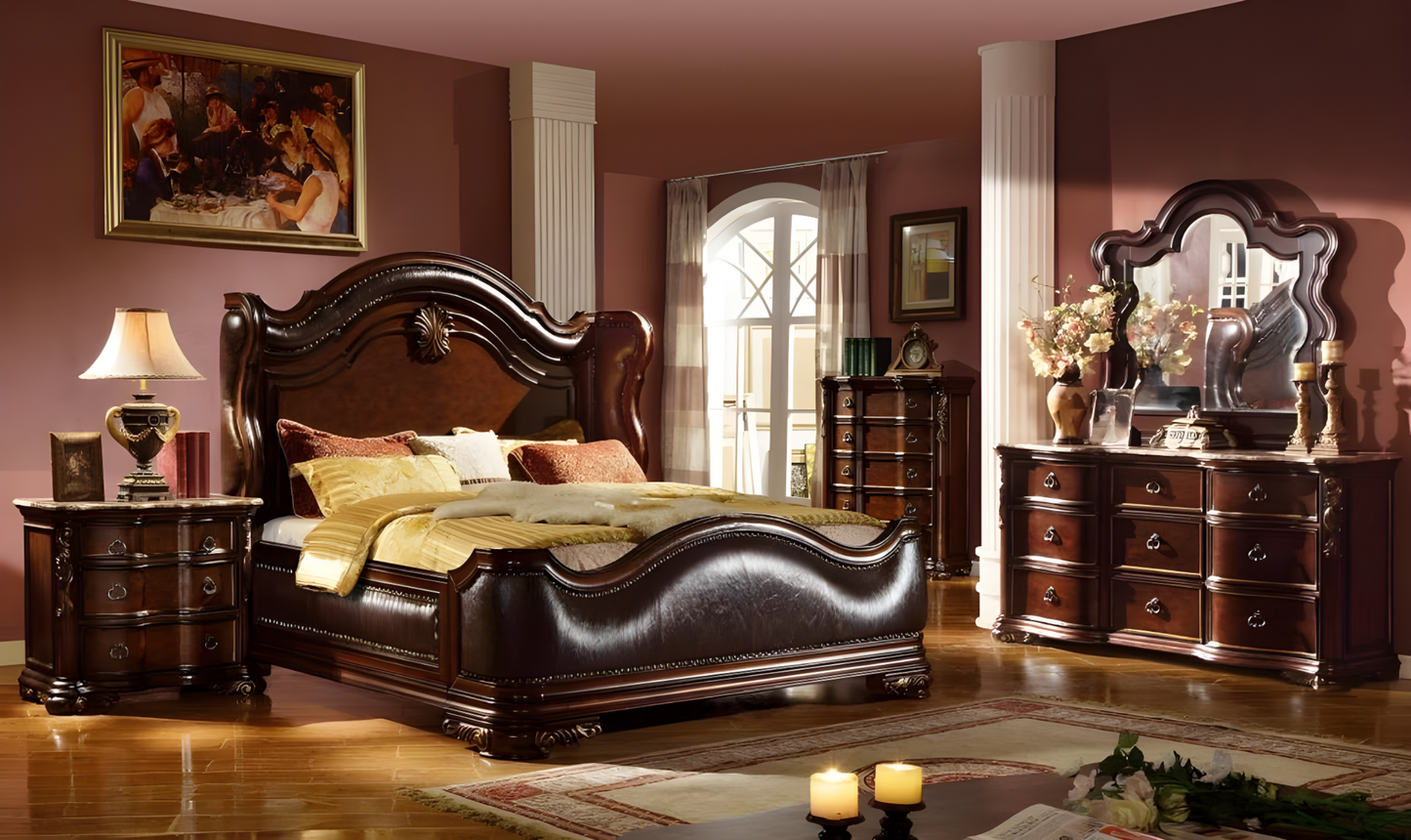 Ensemble de chambre à coucher 6 pièces avec dessus en marbre 008