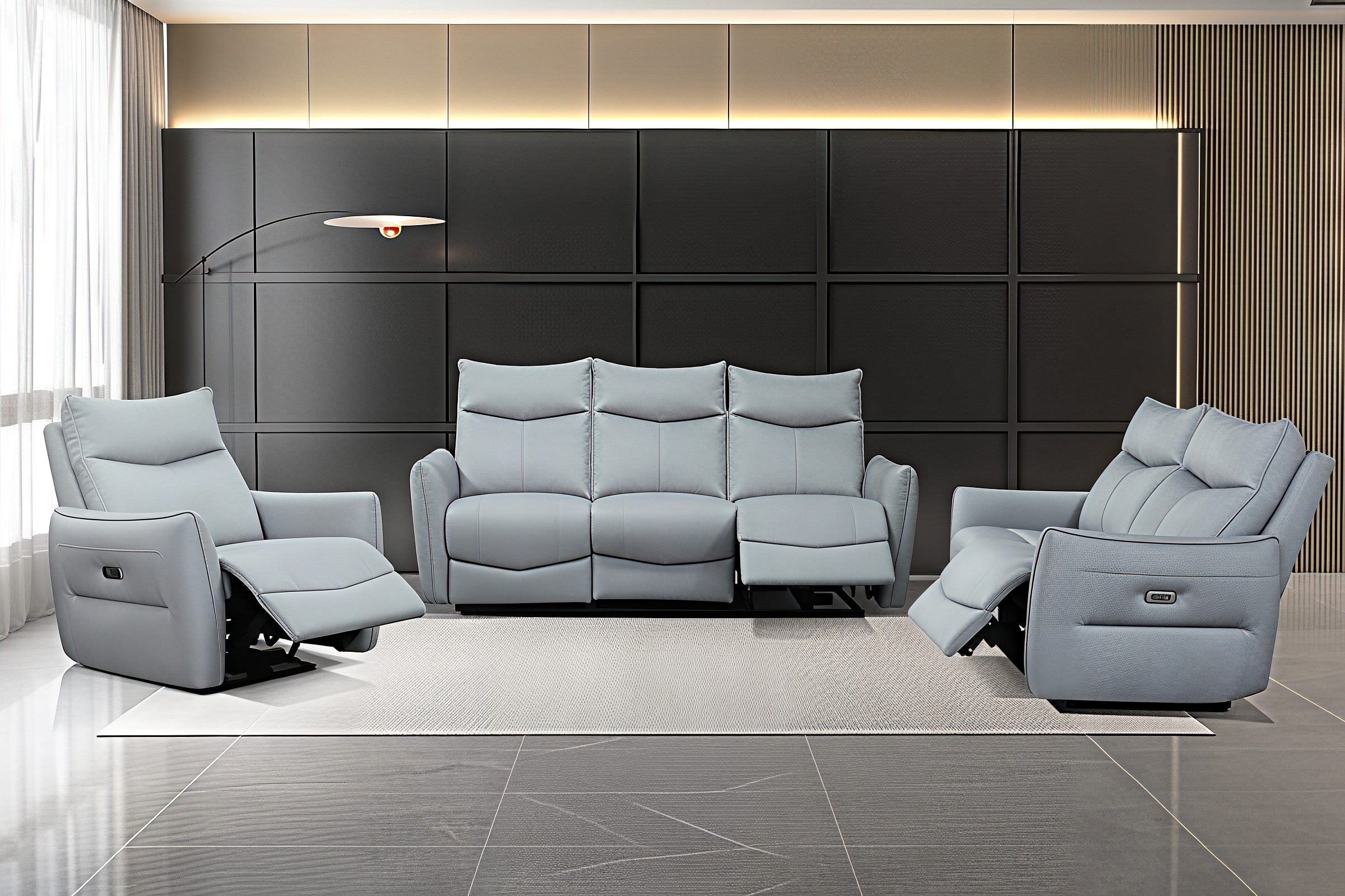LUCERNE ÉLITE™ – POWER RECLINING CHENILLE SOFA SET – T1119