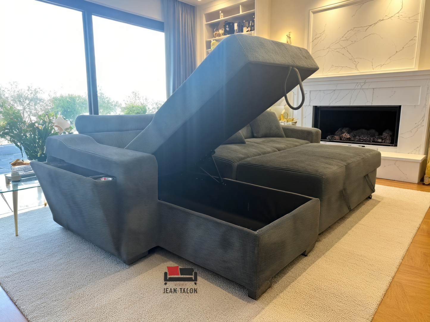 Canapé-lit modulaire en velours VelourLux™ – 6286