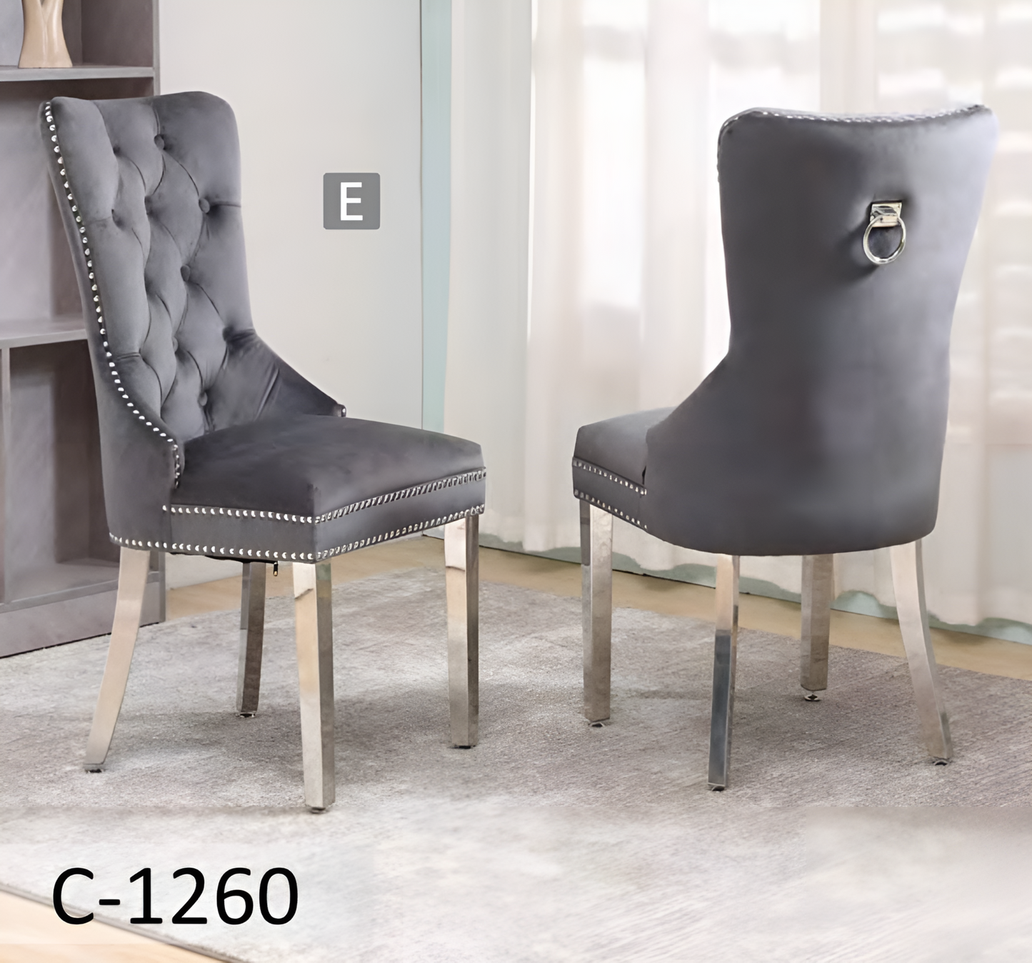 Chaise de salle à manger en velours – C-1260