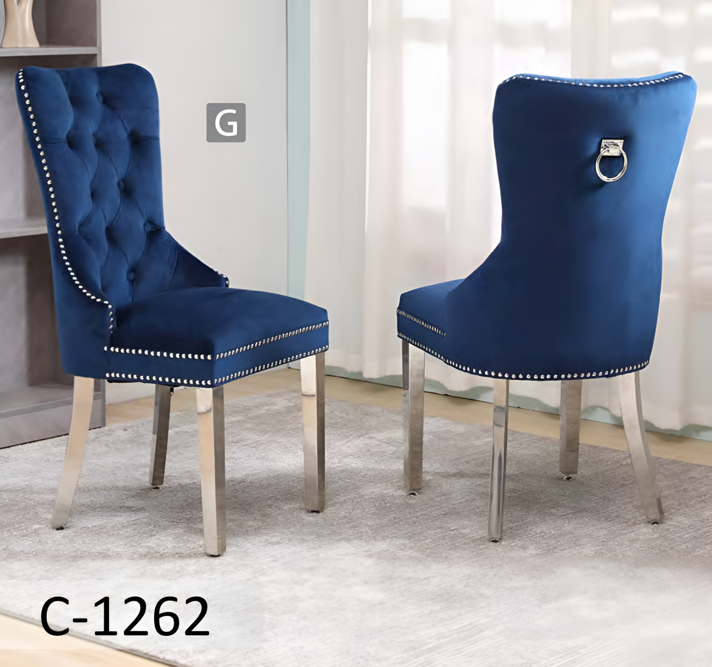 Chaise de salle à manger en velours – C-1260