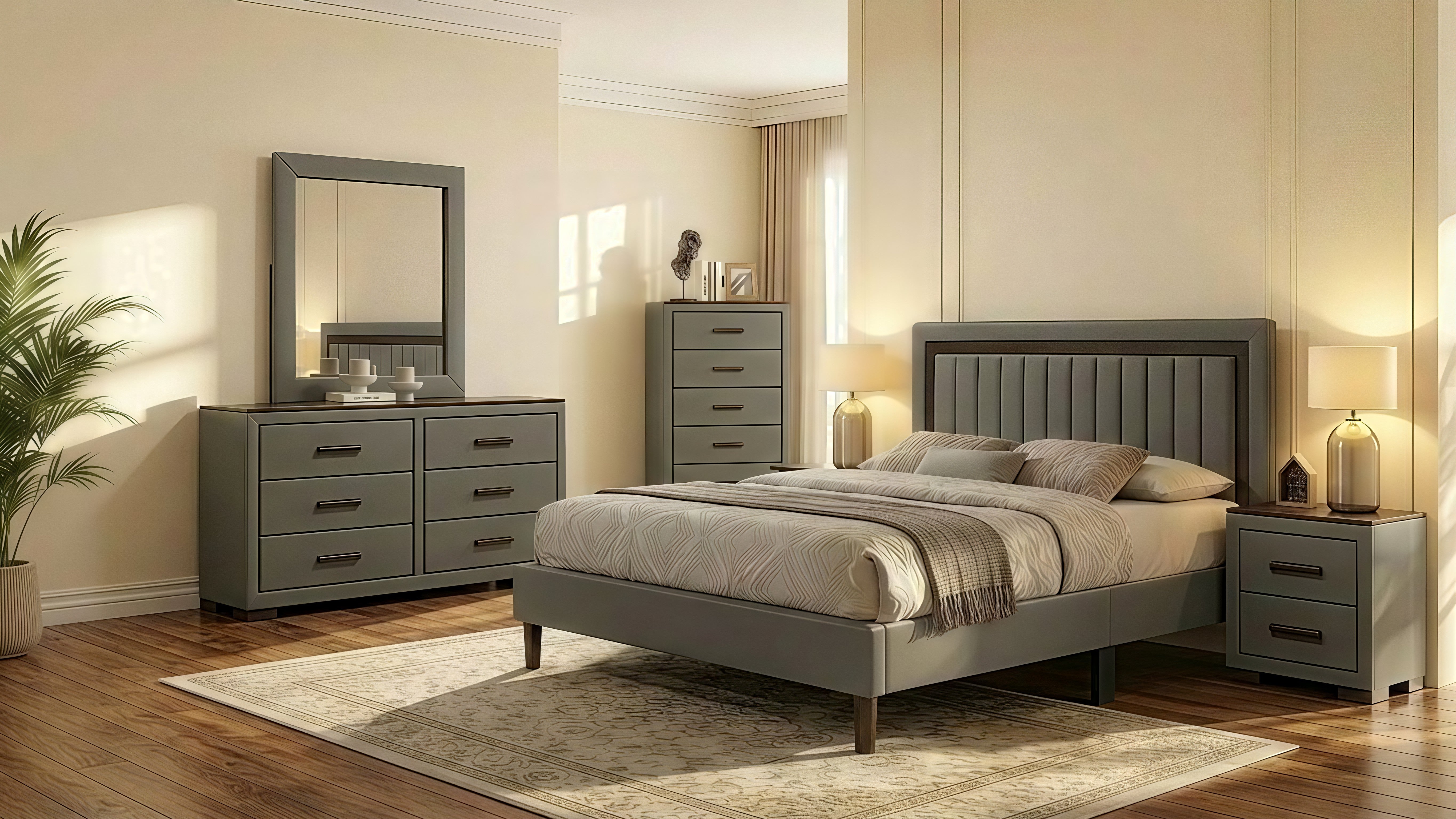 SKY GREY™ – 6-PIECE BEDROOM SET – IF-180