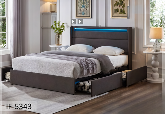 Soft Grey Fabric Contemporary IF-5343 Bed