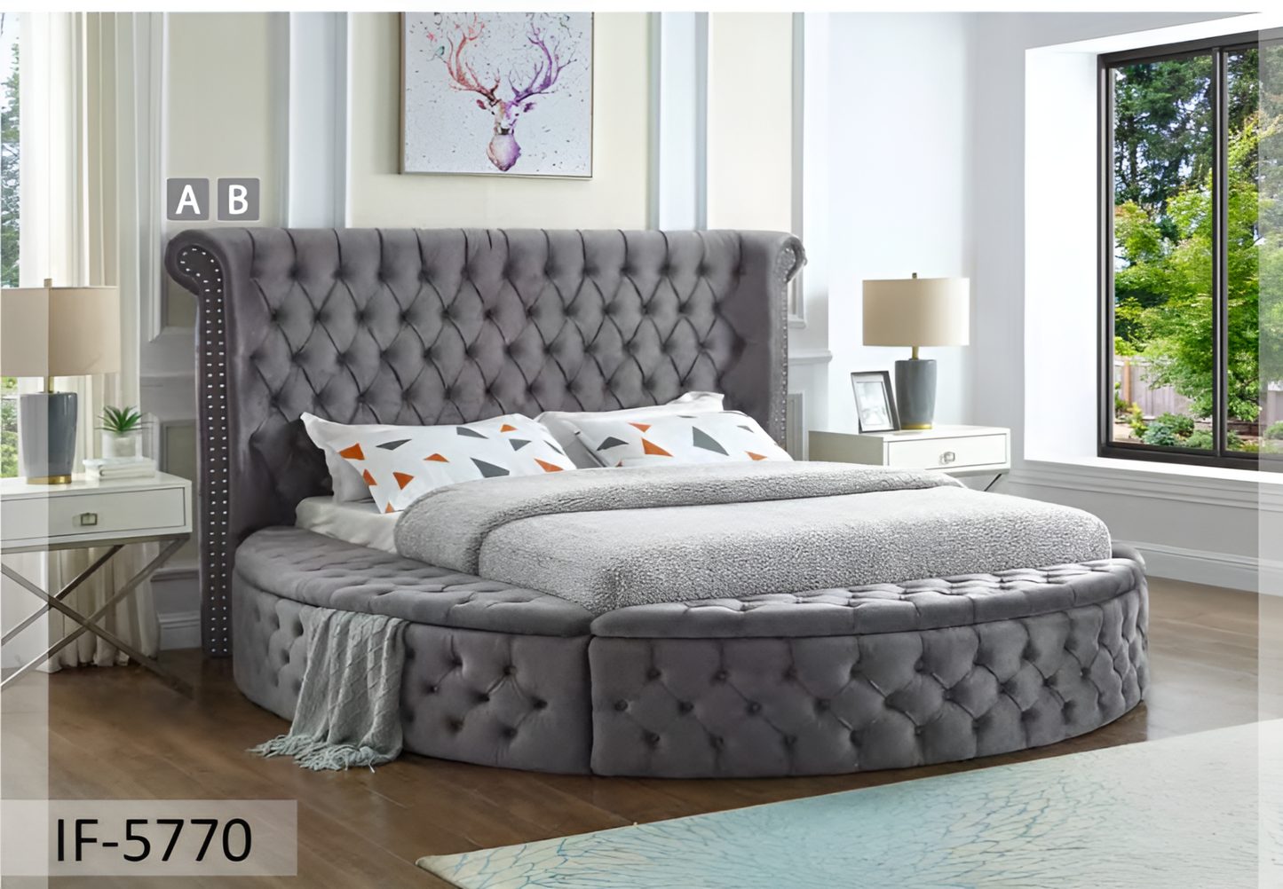 Velvet Fabric Storage Bed IF-5770
