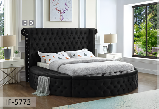 Velvet Fabric Storage Bed IF-5770