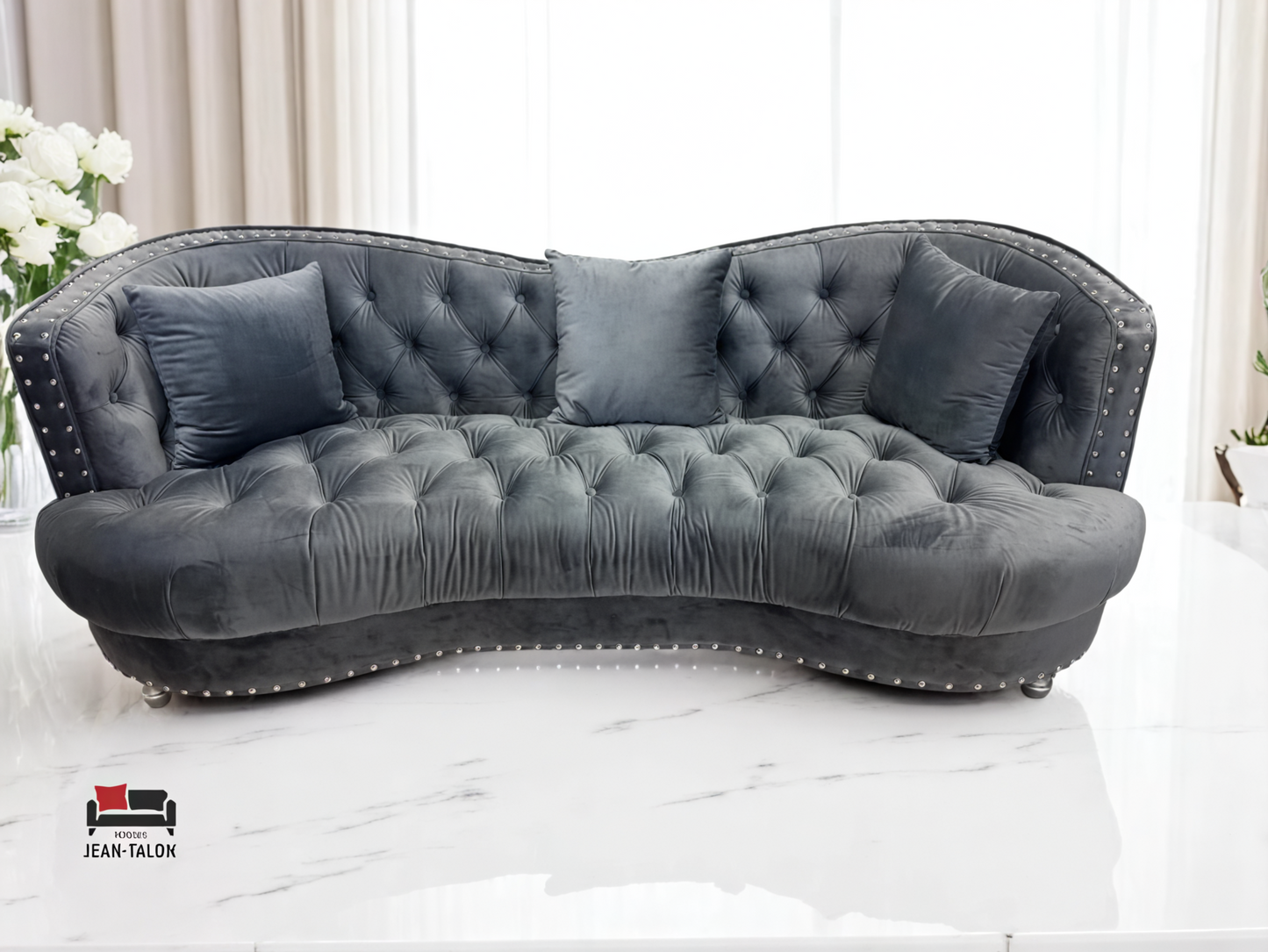 Collection de canapés capitonnés en velours ModenaCurve™ 3 pièces – 6248