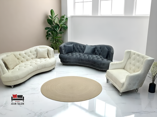 Collection de canapés capitonnés en velours ModenaCurve™ 3 pièces – 6248