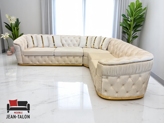 DreamVelvet™ Luxurious Beige Velvet Sectional – 6198