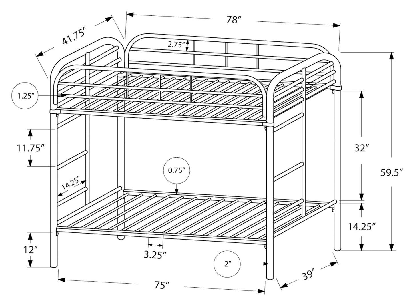 ASTRO METAL™ – SINGLE OVER SINGLE BUNK BED – I-2230S