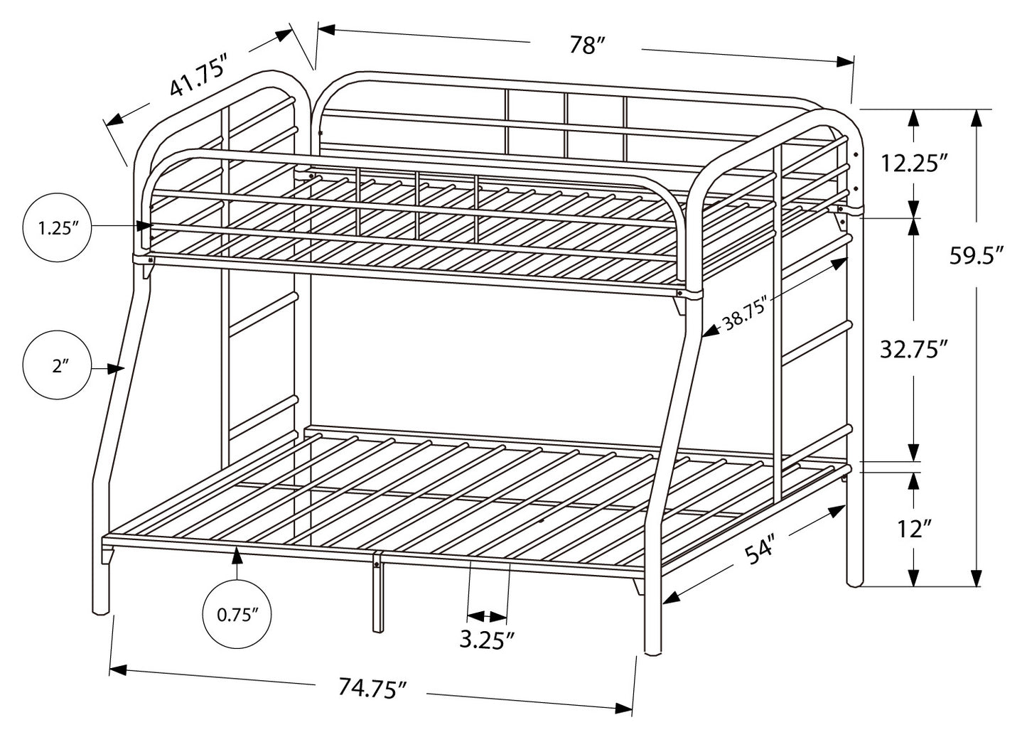 AERO METAL™ – SINGLE OVER DOUBLE BUNK BED – I-2231S