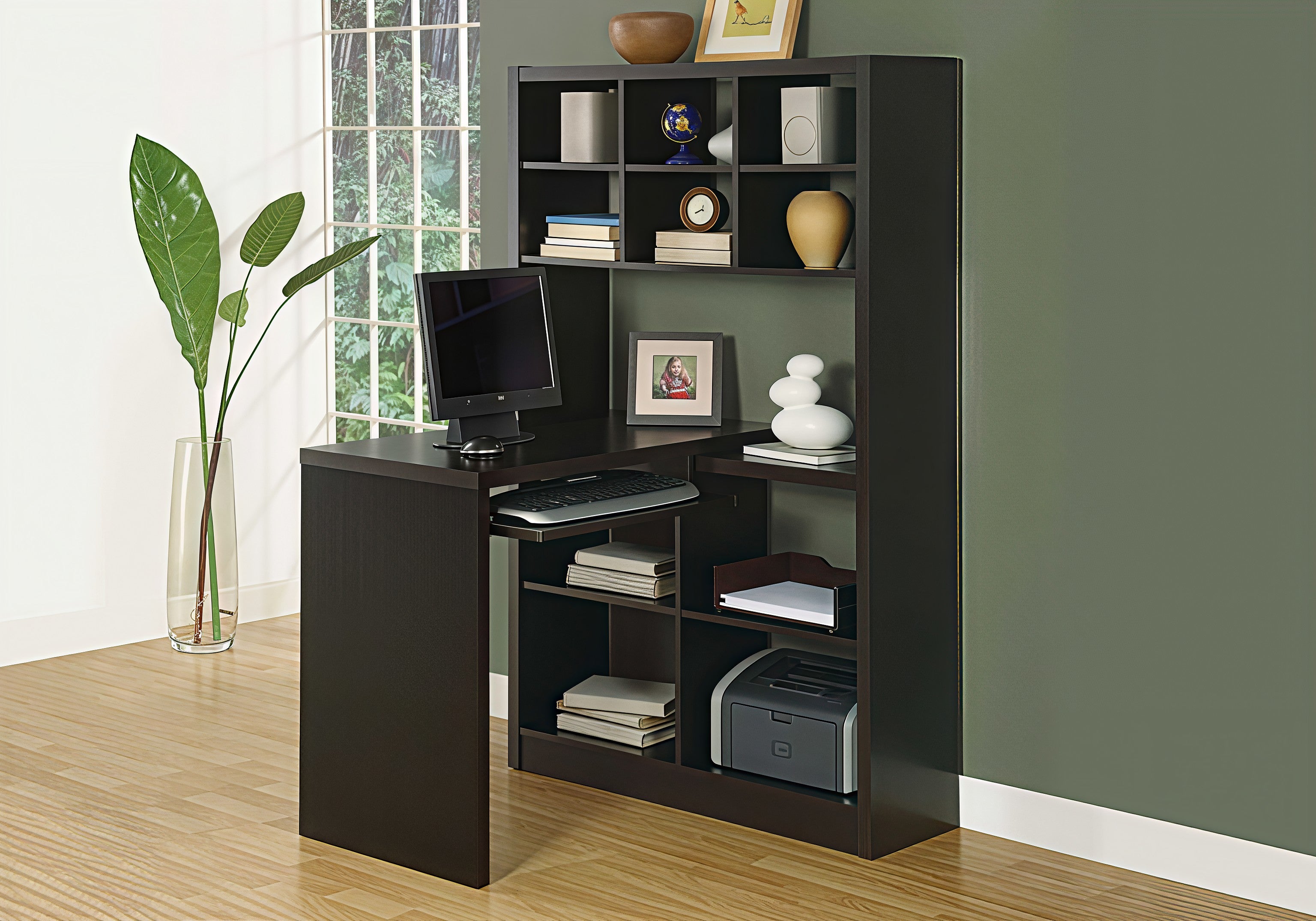 STRAVION™ – L-SHAPED CORNER COMPUTER DESK WITH BOOKCASE – I 7022